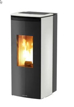 Poêle à granulés BRIDGE - SORTIE POST - Acier et Céramique Blanc Crème - 8 kW